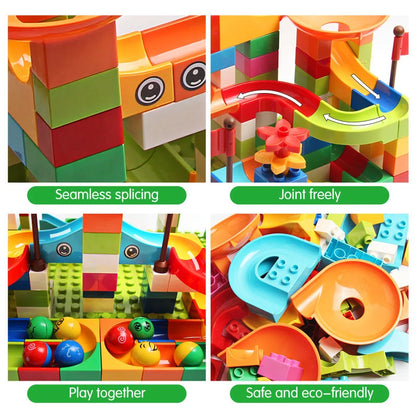 86-344pcs Marble Race Run Block Big Size Building Blocks Maze Ball Funnel Slide Blocks Creative Bricks Assemble Toys for Kids