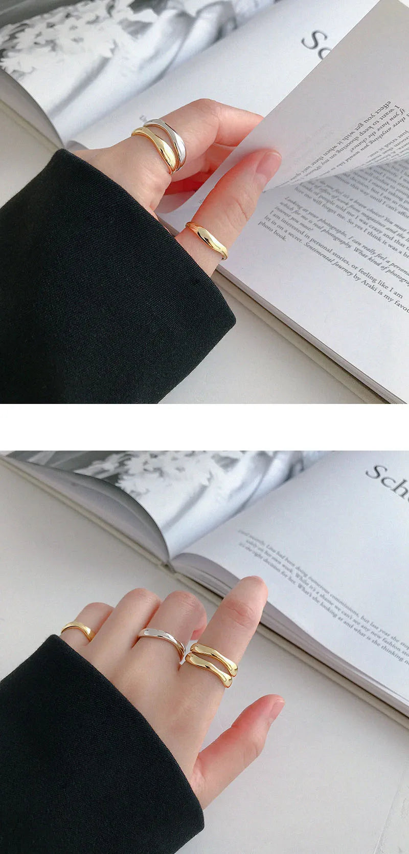 XIYANIKE Silver Color  Irregular Wave Rings Trendy Simple Geometric Handmade Jewelry for Women Couple Size 17mm Adjustable