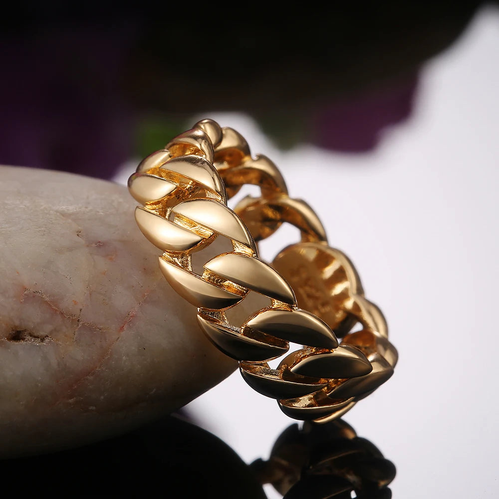 Metallic Chain Rings Men and Women Simple Design Hip Hop Party Cool Accessories Versatile Punk Style Jewelry Couple Rings