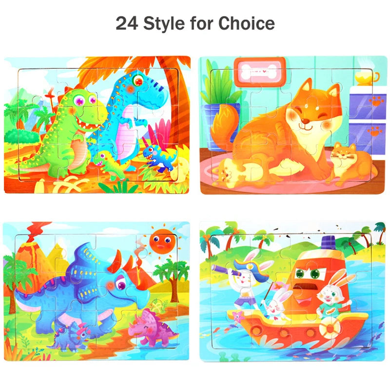 15*11cm 3D Puzzle Cartoon Animals Wood Puzzle Kids Cognitive Jigsaw Puzzle Baby Wooden Toys Educational Toys for Children