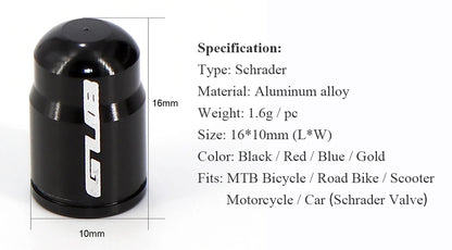 2pcs GUB Aluminum CNC Bicycle Tire Valve Cap MTB Road Bike Tube Tyre Gas Nozzle Cover for AV FV Schrader Presta Valve Dustproof