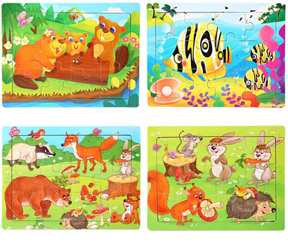 15*11cm 3D Puzzle Cartoon Animals Wood Puzzle Kids Cognitive Jigsaw Puzzle Baby Wooden Toys Educational Toys for Children