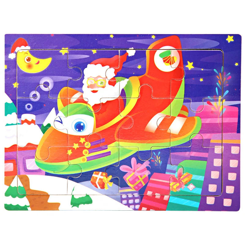15*11cm 3D Puzzle Cartoon Animals Wood Puzzle Kids Cognitive Jigsaw Puzzle Baby Wooden Toys Educational Toys for Children