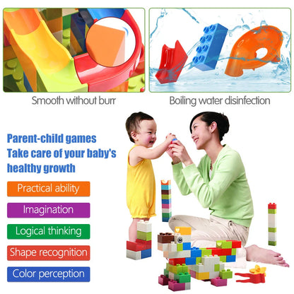 86-344pcs Marble Race Run Block Big Size Building Blocks Maze Ball Funnel Slide Blocks Creative Bricks Assemble Toys for Kids