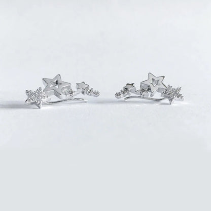 Hot Selling Simple Stylish Star Women Drop Earrings Shiny White Zircon Exquisite Versatile Female Earring Fashion Jewelry