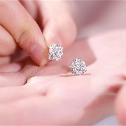 Shiny Cubic Zircon Flower Stud Earring for Women Silver Color Delicate Anniversary Gift Lady Stylish Accessories Ear Ring