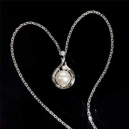 Water Drop Pendant Necklace with Simulated Pearl Engagement Wedding Party Elegant Accessories for Women Fashion Jewelry