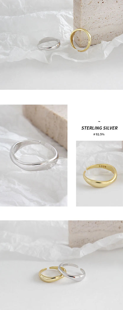 XIYANIKE Silver Color  Irregular Wave Rings Trendy Simple Geometric Handmade Jewelry for Women Couple Size 17mm Adjustable