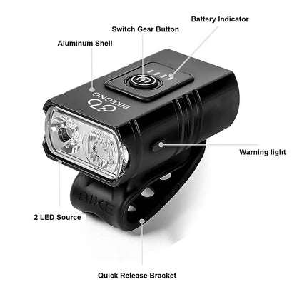 Bike Light USB Rechargeable MTB Front Lamp Headlight Flashlight Bicycle Lighting Flashlight LED Bike Accessories Taillights
