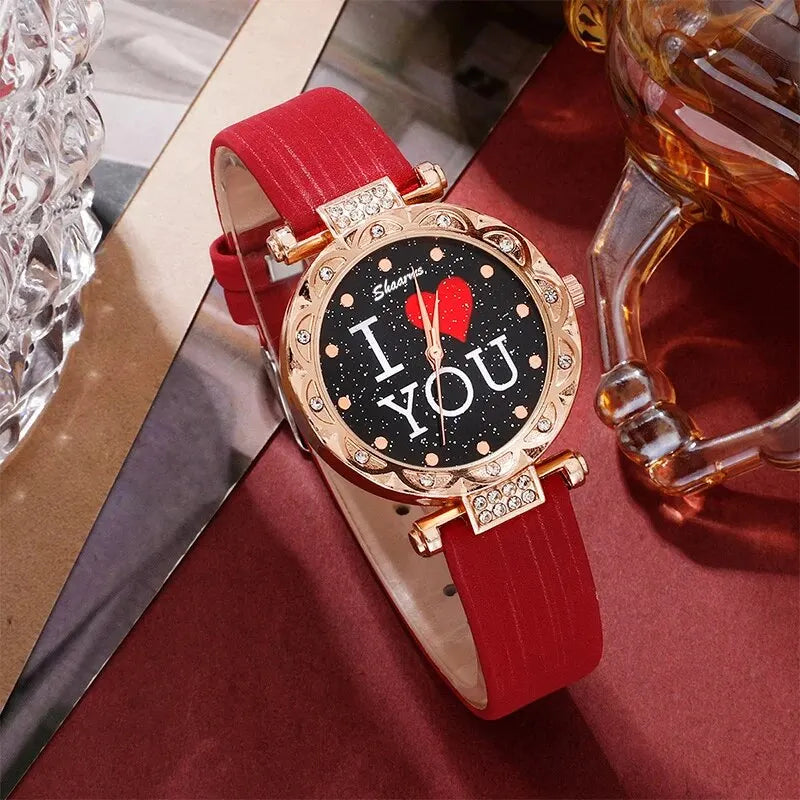 5pcs Set Women Watches Luxury Female  Quartz Wristwatch Love Dial Fashion Ladies Wrist Watch Reloj Mujer Relogio Feminino