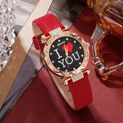 5pcs Set Women Watches Luxury Female  Quartz Wristwatch Love Dial Fashion Ladies Wrist Watch Reloj Mujer Relogio Feminino