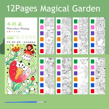 12/20 Sheets Watercolor Painting Book Portale Coloring Books Graffiti Picture Book Educational Drawing Coloring Toys for Kids