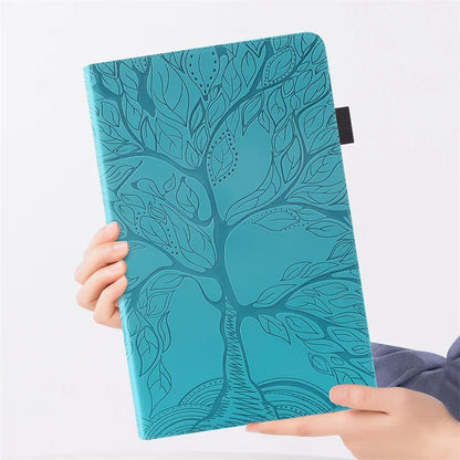 Tablet for Samsung Galaxy Tab S9 FE Case 10.9 inch 3D Tree Embossed Flip Stand TPU Cover for Funda Galaxy Tab S9 FE S9FE Case