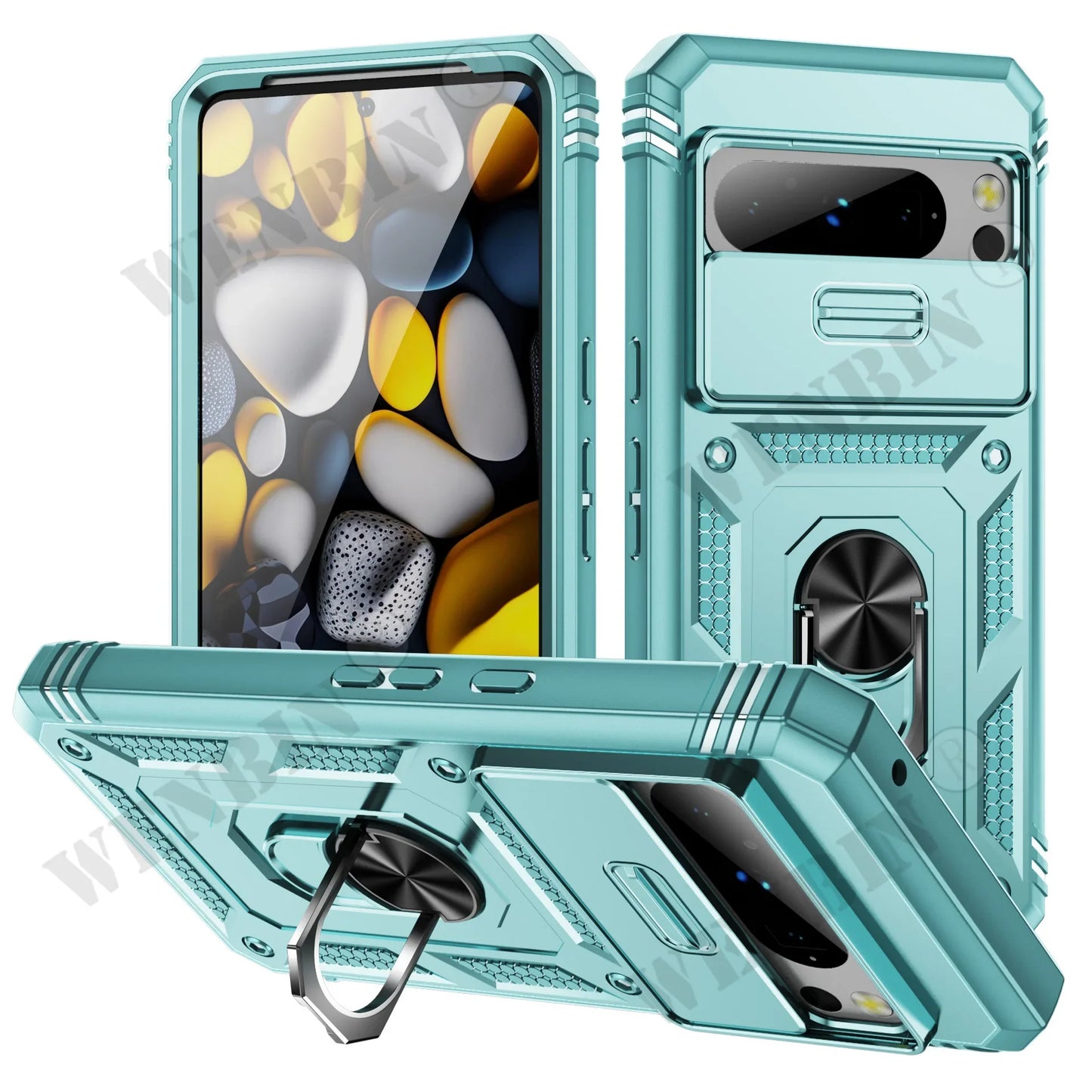 Case For Google Pixel 9 8 Pro 8 6 Pro 8A 7A  Google Pixel 9 Pro XL Heavy Duty With Camera 360 Degree Kickstand Cover