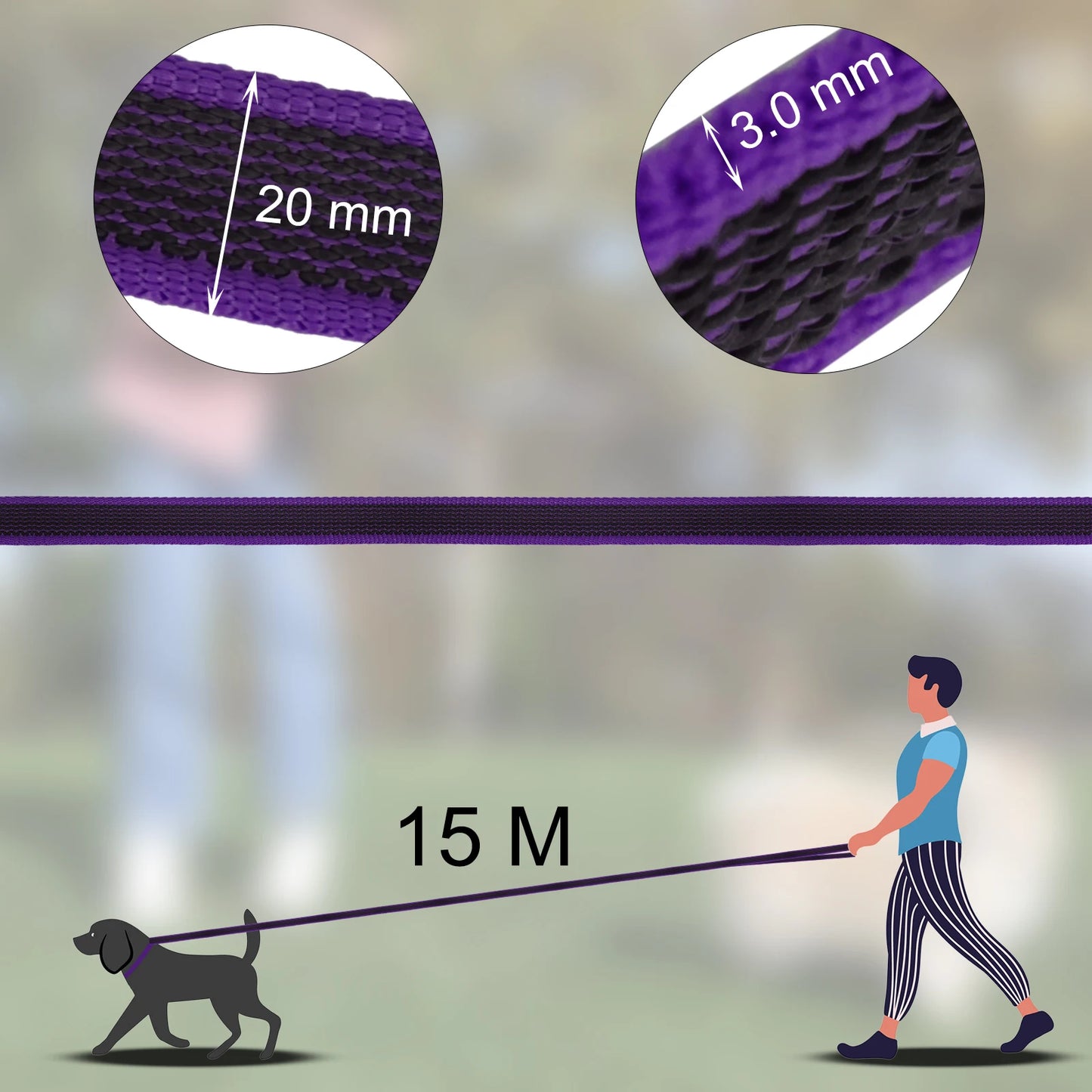 1.5M5M/3M/15M Medium small Long Dog Leash Latex Silk Easy and Convenient Training Big Dual color dog leash 10 meters