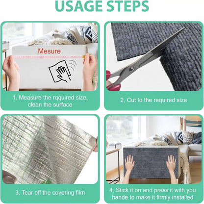 Trimmable Cat Scratcher Mat, Self Adhesive Carpet Mat Pad Replacement for Cat Tree Shelves Post Couch Wall Furniture Steps DIY