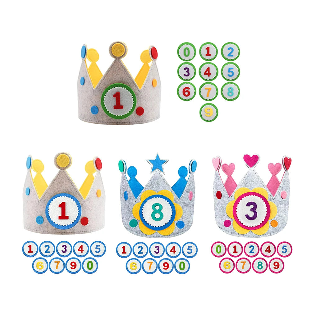 Adjustable Birthday Hat Princess Birthday Felt Hat children's Birthday Decoration Hallowen Cosplay Crown Photo Props Party Decor