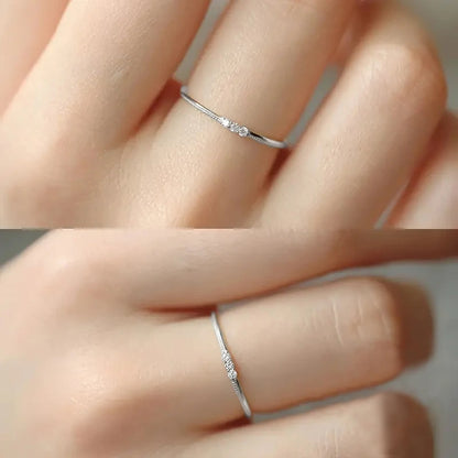 Trendy Simple Thin Ring Lady Versatile Accessories Gold Color/Silver Color Bright Micro Zirconia Jewelry for Daily Wear