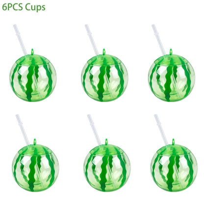 6/10pcs Hawaiian Summer Pineapple Coconut Drinking Cups Strawberry Shaped Juice Drink Cups for Birthday Wedding Beach Pool Party