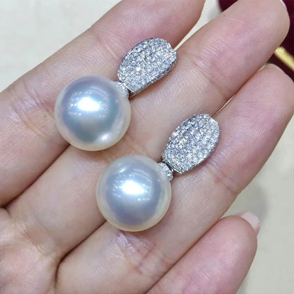 Luxury CZ Imitation Pearl Earrings for Women Silver Color Temperament Elegant Lady Earrings Wedding Party Fashion Jewelry
