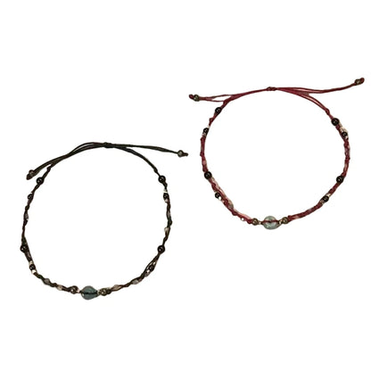 Retro Chinese Style Adjustable Handmade Braid String Bracelet Beaded Charm Bracelet Bangle Fashion Couple Bracelet Jewelry
