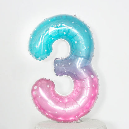 Digital Number Balloon, Aluminum Foil, Gradient Rainbow, Birthday Party, Wedding, Christmas Decoration, 40"