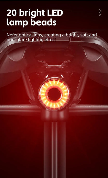 WEST BIKING Bike Rear Light Smart Brake Sensing Light Bicycle Tail Light Type-C Charging Taillight Road Cycling Accessories