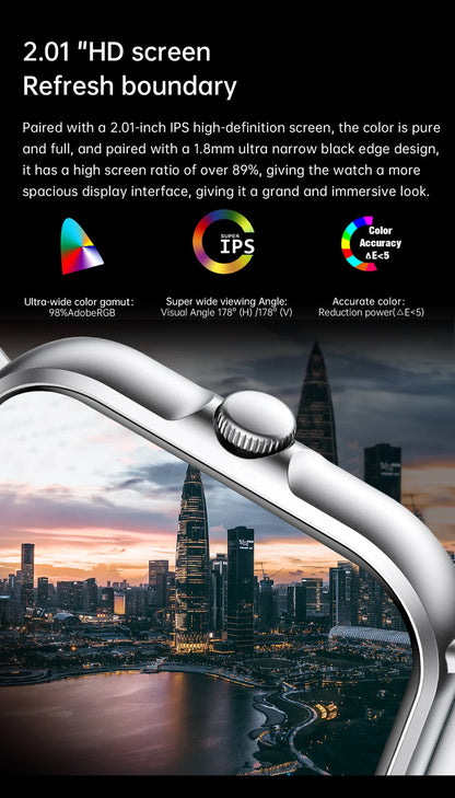 2024 2.01'' Smart Watch Bluetooth Call Play Music Smartwatch Fitness Sport Waterproof Watches for Men Women iPhone Android