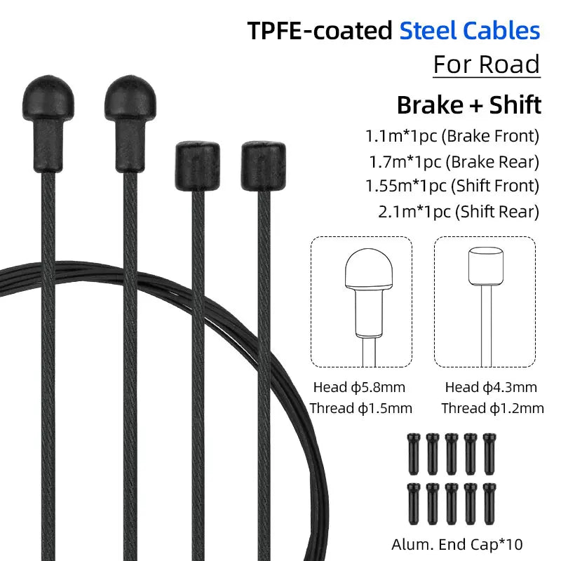 Bicycle PTFE Coated Stainless Steel Core Wire MTB Road Bicycle Zinc Coated Carbon Steel Wire W/ Cap Universal Shift Line DIY Kit