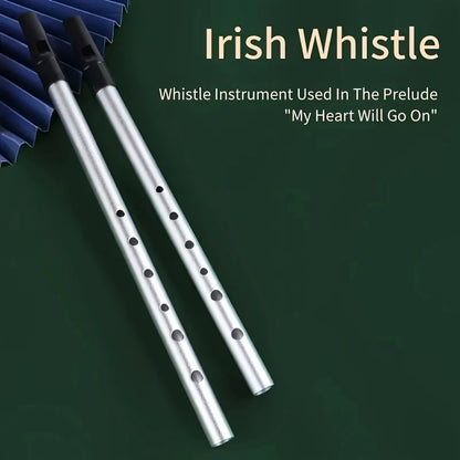 Miwayer Authentic Irish Whistle Flute C/D Key Tin Penny Whistle with 6 Holes Perfect Traditional Irish Music Musical Instrument
