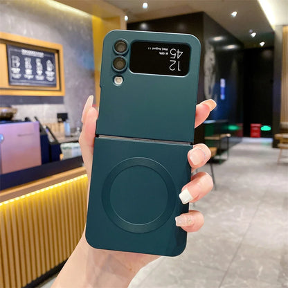 for Samsung ZFlip 4 Luxury for Magsafe Matte Case for Samsung Galaxy Z Flip 6 4 3 5 Flip4 Wireless Charger Soft Silicone Cover