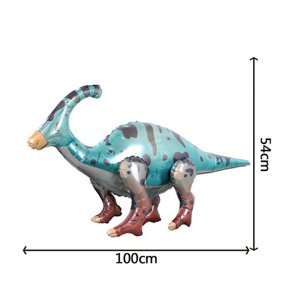 1pcs Large 4D Dinosaur Foil Balloons Jungle Animal Baby Boys Birthday Party Decors Jurassic Standind Dragon Kids Toys Air Globos