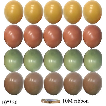 15/20PCS 10inch Vintage Balloons Retro Khaki Green Balloon Set for Wedding Anniversary Happy Birthday Party Decoration Supplies