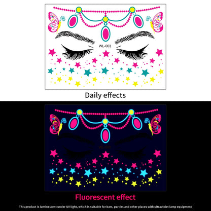 3D Face Eyes Party Makeup Tattoo Sticker Acrylic Diamond Rhinestones Sticker Self-adhesive Mixed Crystal Face Decoration Sticker