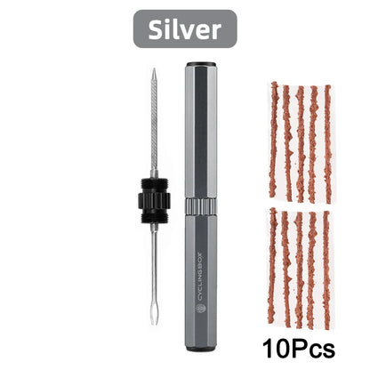 Bicycle Tubeless Tire Repair Kit MTB Bike Tyre Plug Puncture Flat Fix Patch Repairing Rubber Bacon Strips and Insertion Tool Set