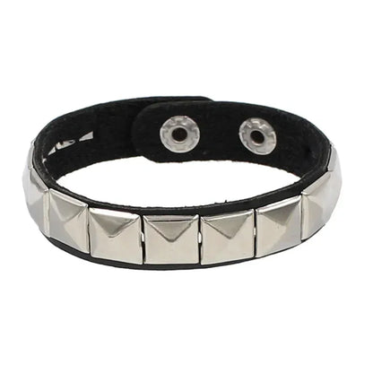 New Punk Fashion Men Black Cuff Leather Bracelet Wristband Metal Rivets Stud Charm Bangle for Women Rock Gothic Jewelry 2024