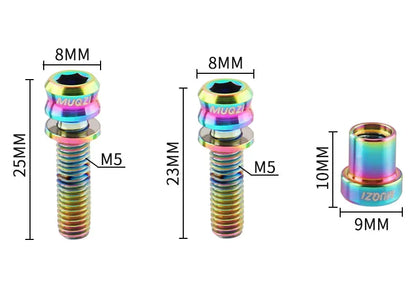 MUQZI Titanium Bolt M5x17mm M5x19mm Bicycle Nut Titanium Alloy Stem Bolts MTB Road  Folding Bike Screw Accessories