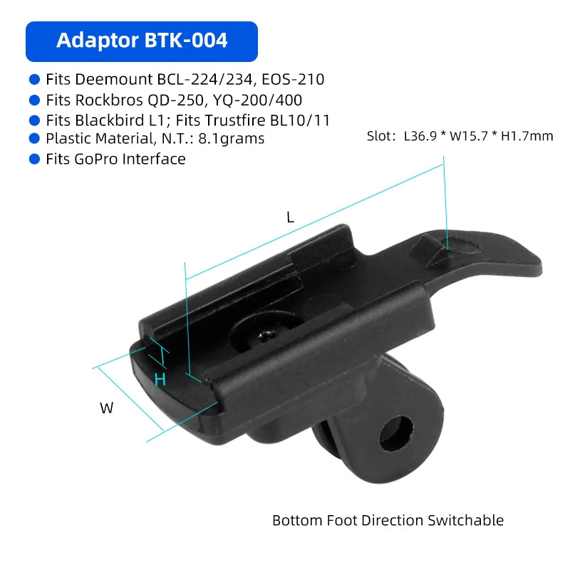 Bicycle Headlight Stand Mount W/ Gopro Interface MTB LED Lamp Bracket for Rockbros QD-250 YQ200/400 Blackbird L1