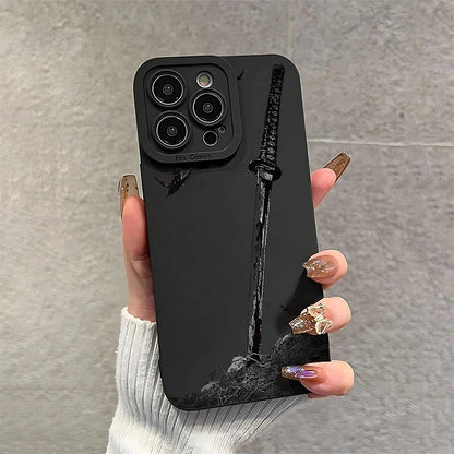 For iPhone 17 16 15 14 13 12 11 Pro Max Case The Sword Creative Pattern Protective Cover For iPhone XS Max XR 7 8 Plus 16e Funda