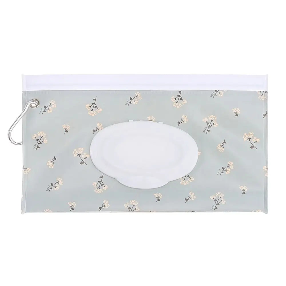 EVA Baby Wet Wipe Pouch Portable Buckle Wipes Holder Case Flip Cover Snap-Strap Reusable Refillable Wet Wipe Bag Outdoor