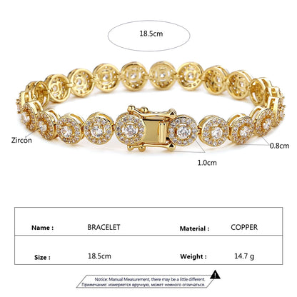 ZAKOL European And American Fashion Round AAA Zircon Bracelet Bangles Unisex Punk Style Hip-hop Jewelry