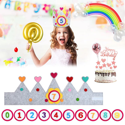 Adjustable Birthday Hat Princess Birthday Felt Hat children's Birthday Decoration Hallowen Cosplay Crown Photo Props Party Decor