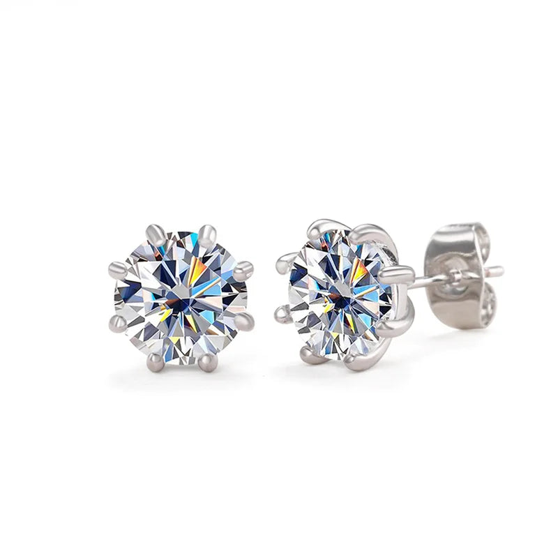 Exquisite 8 Claw Setting CZ Stud Earrings for Women Silver Color Crystal Earrings Simple and Elegant Female Ear Jewelry