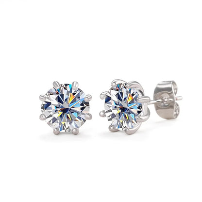 Exquisite 8 Claw Setting CZ Stud Earrings for Women Silver Color Crystal Earrings Simple and Elegant Female Ear Jewelry