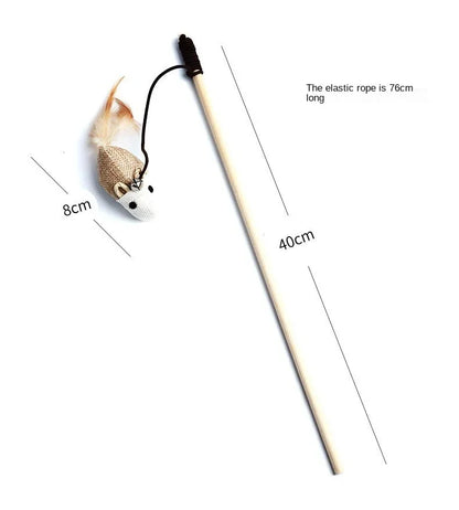 1PC Teaser Feather Toys Kitten Funny Colorful Rod Cat Wand Toys Wood Pet Cat Toys Interactive Stick Pet Cat Supplies