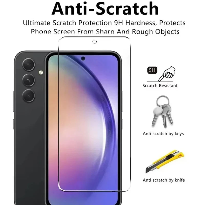 5Pcs Tempered Glass For Samsung Galaxy A05 A05s A06 A15 A16 A25 A35 A55 Screen Protector A04 A14 A24 A34 A54 A53 A13 A23 A33