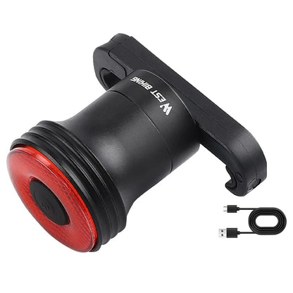 WEST BIKING Bike Rear Light Smart Brake Sensing Light Bicycle Tail Light Type-C Charging Taillight Road Cycling Accessories