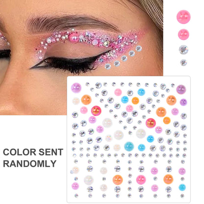3D Face Eyes Party Makeup Tattoo Sticker Acrylic Diamond Rhinestones Sticker Self-adhesive Mixed Crystal Face Decoration Sticker