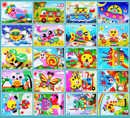5/10/20Pcs/lot Kids DIY 3D EVA Foam Sticker Cartoon Animal Multi-patterns Styles Puzzles Game Art Craft Early Educational Toys