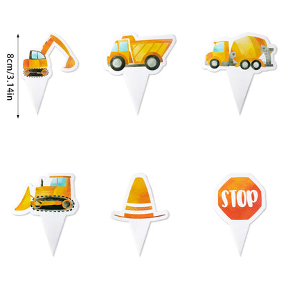 Construction Birthday Party Supplies Tractor Excavator Paper Plate Cup Birthday Banner Truck Latex Balloons For Child's Birthday